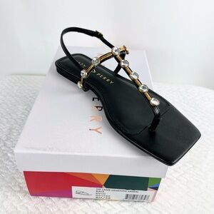 Katy Perry CAMI GEMSTONE SANDAL  Black and Gold | 8M | NEW!